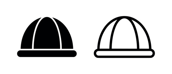 Fototapeta premium Winter beanie hat icon in solid and outline style, for cold weather apparel.