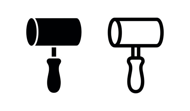 Meat tenderizer or mallet icon in solid and outline style for kitchen cooking.