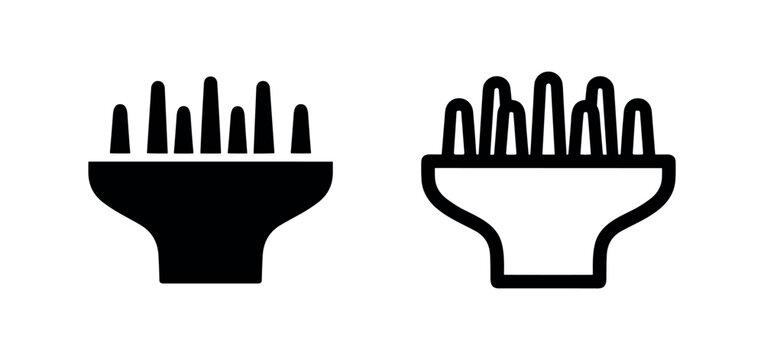 Hair dryer diffuser attachment icon set, curly hair styling tool vector for volume and texture.