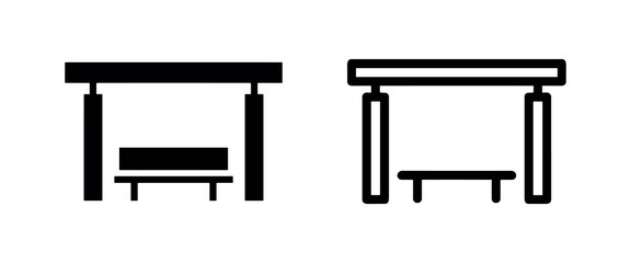 Fototapeta premium Bus Stop Icon - Black and White Icons