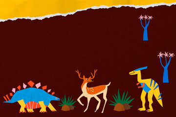 Fototapeta premium Animal paper craft background, colorful design