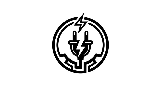 Electric Plug with Lightning Bolt Symbol.