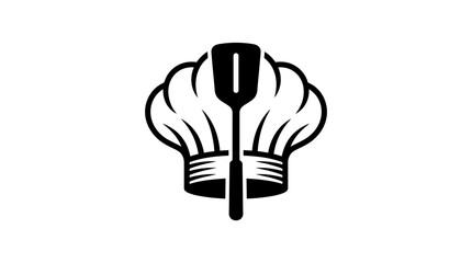 Black chef hat and spatula icon. © almeera