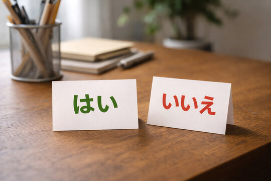 「はい」と「いいえ」のカードで選択するイメージ