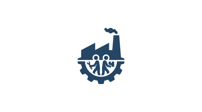Industrial factory worker team logo.