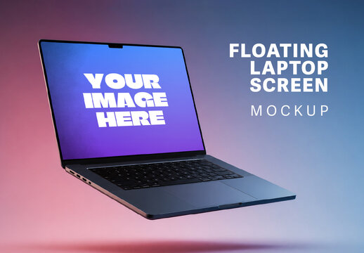 Floating Laptop Screen Mockup