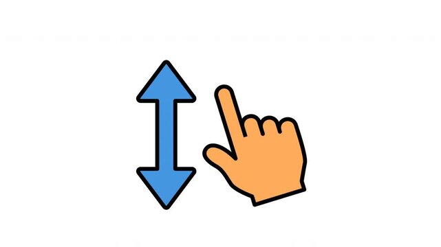 Swipe to view a blue vertical double headed arrow hand icon. Perfect for web design, software development, user interface concepts. Arrows design for web, interface, software, development, concept, ha