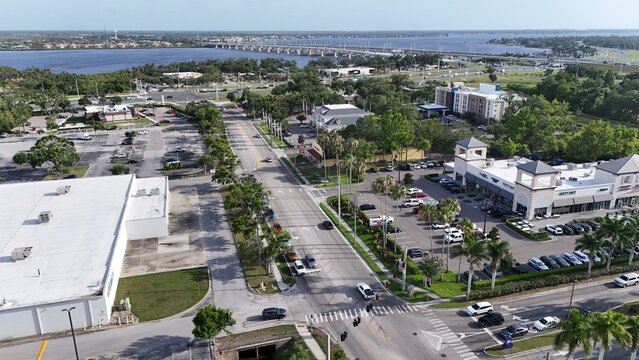 Ellenton, Florida, southern-looking aerial to Route 301 and the Manatee River, near Prime Outlets mall