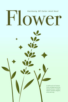 Minimalist lavender flower botanical poster design