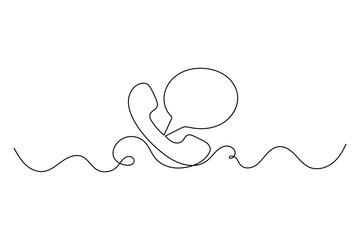 Fototapeta premium Speech bubble enclosing a phone handset vector illustration in continuous line design