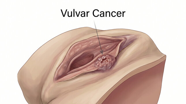 Vulvar Cancer Malignant Tumor Lesion Gynecology 3D Illustration