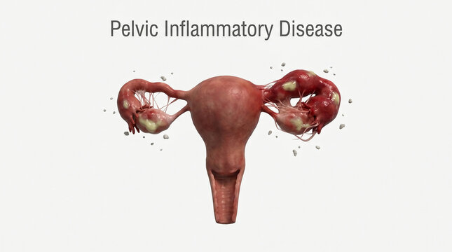 Pelvic Inflammatory Disease PID Infection of Reproductive Organs 3D Illustration