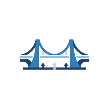 Blue bridge logo with upward pointing growth arrows.