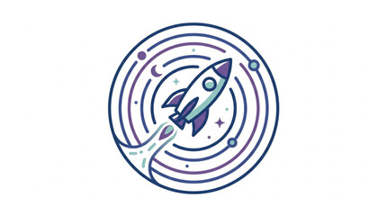 Rocket Ship Launching into Outer Space Galaxy. © Peot