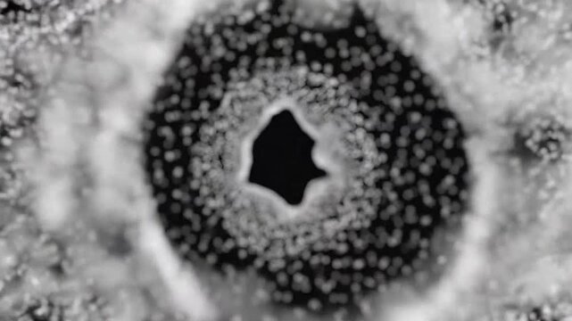 Abstract white particle sphere floating in a dark void