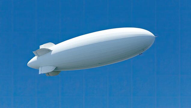 Large white airship gracefully floats against a clear blue sky