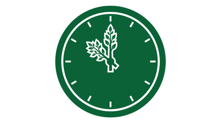 Obraz premium Green clock face with wheat stalks as hour and minute hands
