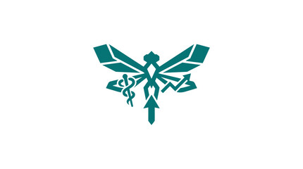 Green dragonfly insect logo symbol. © Entri