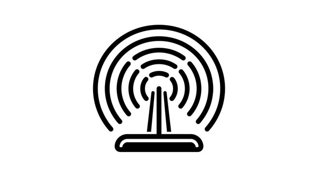 Simple black line antenna icon symbol.