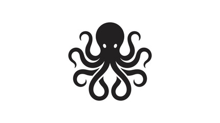 Black octopus icon on white background. © Entri