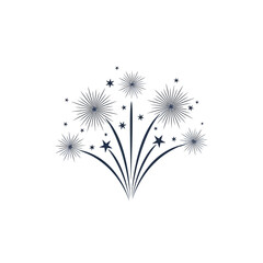 Obraz premium Minimalist Line Art Fireworks Display Illustration Featuring Stylized Starburst Patterns for Festive Celebration and Holiday Graphic Design Elements