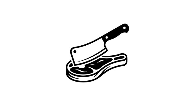 Butcher knife on raw meat cut.