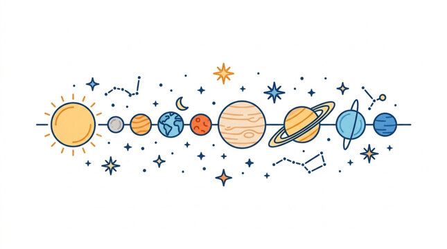 Solar System Planets Celestial Bodies Stars Constellations.