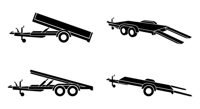 Versatile car trailer silhouettes for towing and vehicle transport