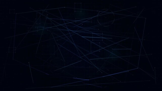 Neon Blueprint Clean Technology Animation - Technical Drawing Glow 4K Seamless Loop