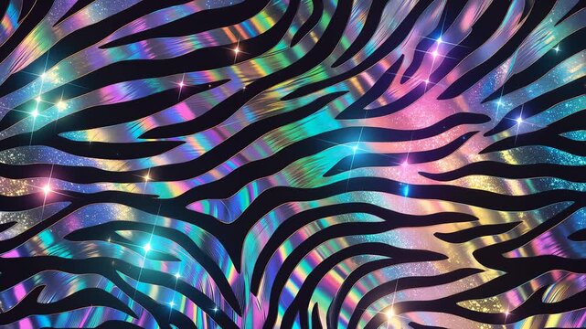 Colorful zebra stripe abstract holographic pattern motion video