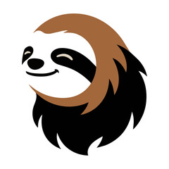 Fototapeta premium Minimalist profile portrait of a cute sloth face with bold organic shapes and flat colors isolated on a white background modern graphic design concept