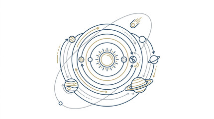 Solar System Diagram Showing Planets Orbiting the Sun. © Ibrahim