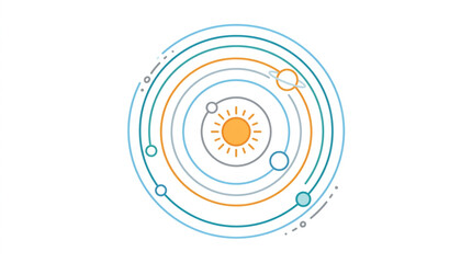 Stylized Solar System with Sun and Planets Orbiting. © Ibrahim