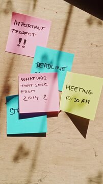 A structured project board is interrupted by a completely unrelated note, illustrating distraction, wandering attention, shifting priorities, and workplace humor.