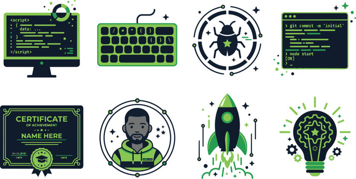 Set of icons for programming and technology