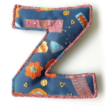 Letters Z pattern textile white background.