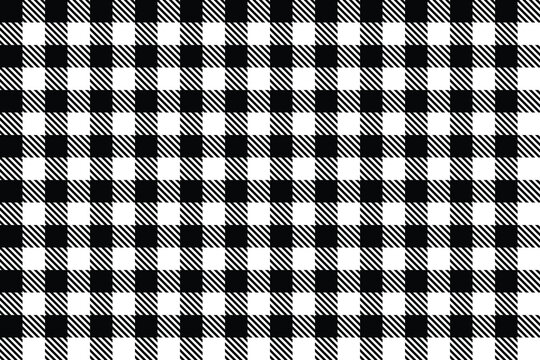 Black and White Buffalo Plaid Seamless Pattern Background