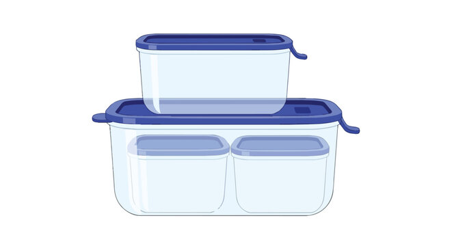 Transparent Reusable Plastic Lunch Boxes and Storage Containers for Food Preservation in the Kitchen