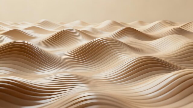 Abstract wavy sand dunes with smooth, flowing patterns and soft lighting