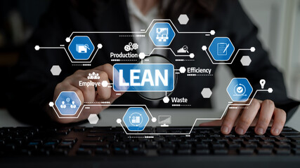 Fototapeta premium Explore the principles of lean management focusing on employee engagement and production efficiency while reducing waste through innovative technology and effective strategies. Tessel