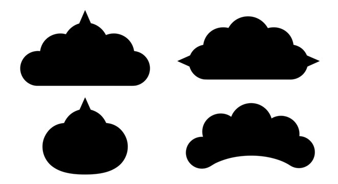 Black cloud silhouettes with various sharp and rounded outlines