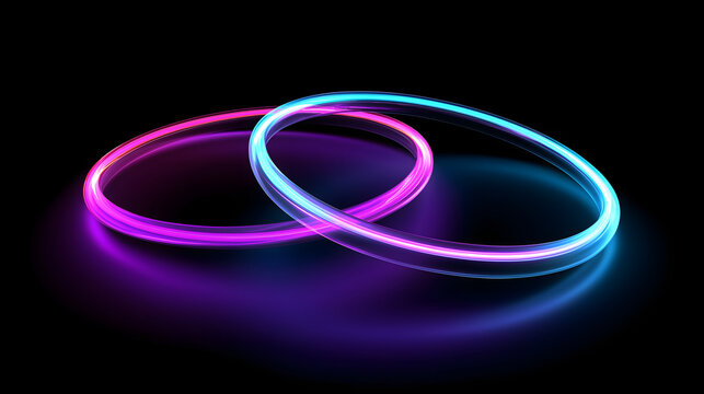 neon glow rings floating futuristic