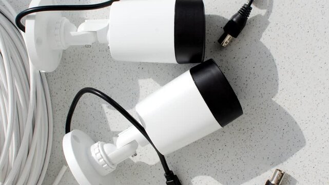 CCTV - Security camera and cable roll ready for installation, ensuring efficient protection.