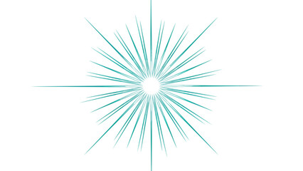 Obraz premium Bright teal starburst shape with sharp radiating lines isolated on a clean white background design
