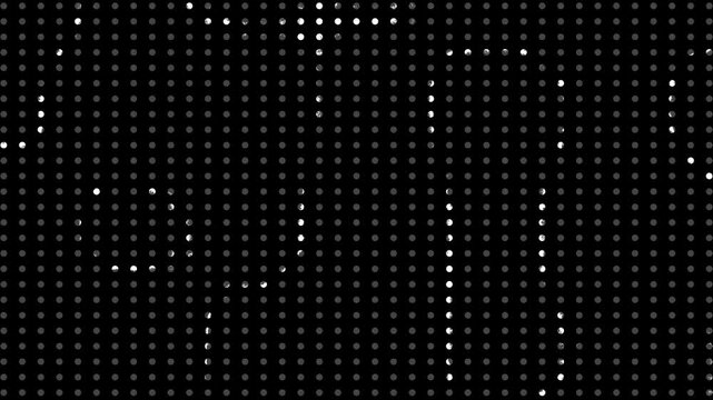 Abstract digital led dot matrix background, with pulsing light, patterns and data, flow motion technology