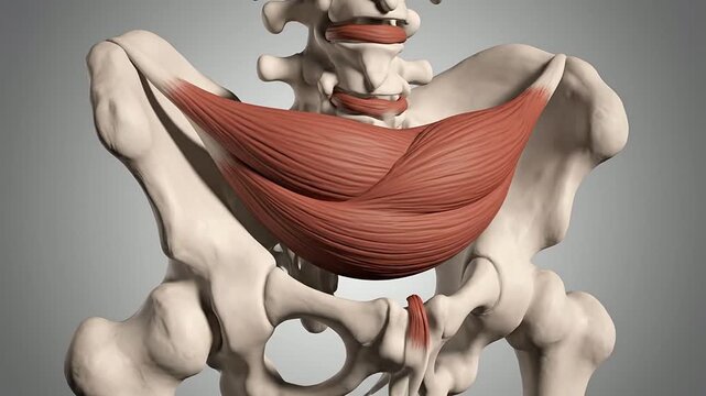 High-Detail Matte Clay Render Of The Psoas Muscle And Lumbar Vertebrae For Anatomical And Educational Purposes