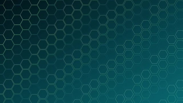 Abstract hexagon pattern background, digital technology motion teal gradient geometric science animation