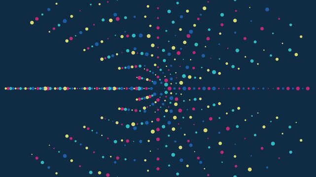 Abstract motion background, with colorful floating, particles, dynamic radial, dot pattern animation, for modern digital, and technology projects