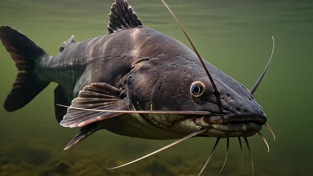 Catfish Swimming Underwater in Clear Water Footage
