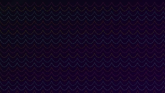 Abstract neon wave pattern motion background, glowing colorful dashed lines animation waves